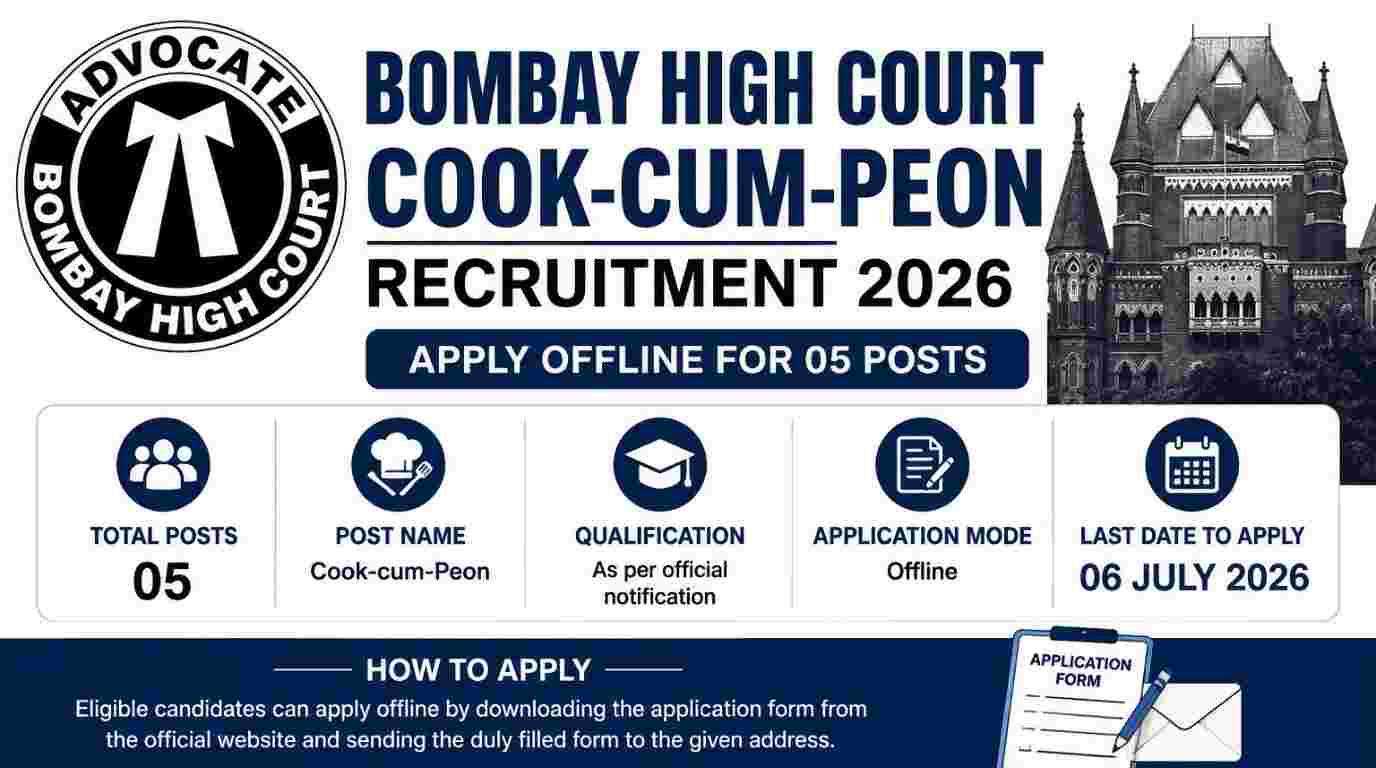 Bombay High Court Cook-cum-Peon Recruitment 2026 Notification Out for 05 Posts, Apply Offline